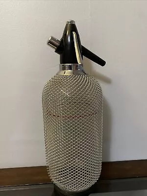Vintage ACC Syphon Metal Mesh Covered Seltzer Bottle Czechoslovakia Excellent • $42