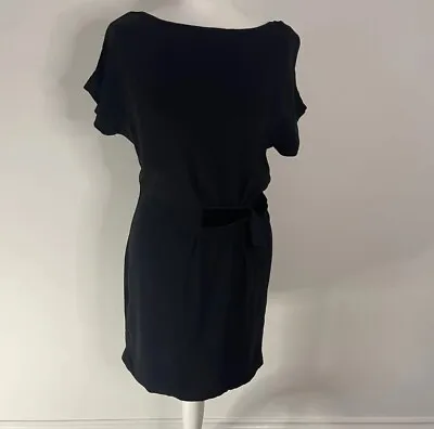 D&G Dolce & Gabbana Silk Blend Short Sleeve Black Mini Dress Size 40 UK Size 8 • £99.95