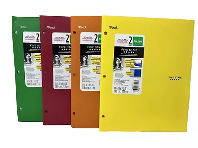 (10 Set) Mead Five Star 2 Pocket 3 Prong Plastic Folders 11.75 X9.5  Asst. Color • $24.97