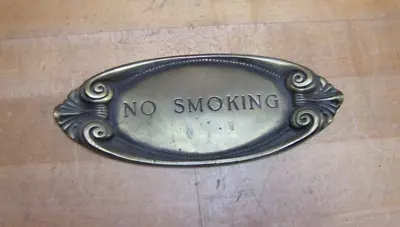 No Smoking Brass Plaque Sign B&b Motel Hotel Desk Dresser Counter Top Ad • $33