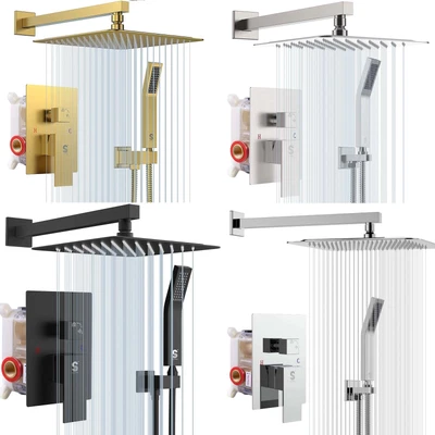 $78.10 • Buy Shower Faucet Set System Rainfall Shower Head Combo W/Mixer Valve Kit Wall Mount