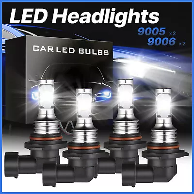 9006 9005 LED Headlights Kit Combo Bulbs 8000K High Low BEAM Super White Bright • $15.99