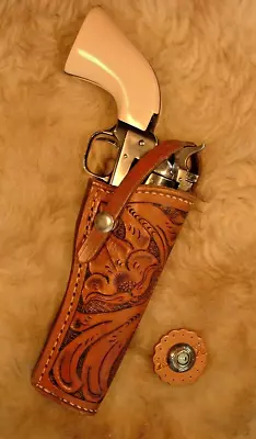 Vintage Maker Marked Floral Carved Lined Leather Holster - Colt Scout .22 5 1/2  • $66