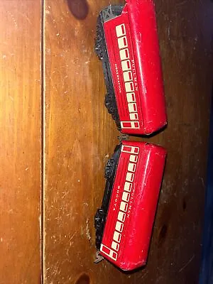 Set Of 2 Vintage Marx 6  Red Tin Pullman Passenger Cars Bogota & Observation • $30