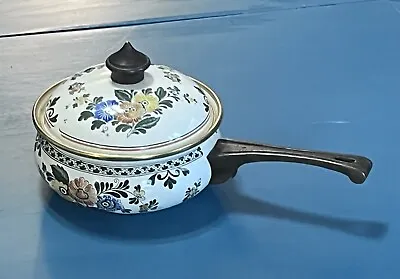 Vintage Villeroy & Boch ASTA Old Amsterdam Enamelware Pot Saucepan Floral Art • $20