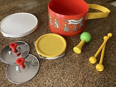 Free Ship 1979 Vintage Fisher Price Toy Marching Band Drum And Percussion Set • $19.95