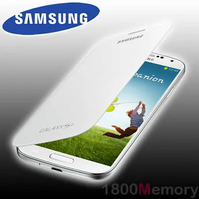 GENUINE Samsung Galaxy S4 Flip Cover Case GT-i9500 I9505 I9506 I9507 I9508 White • £9.94