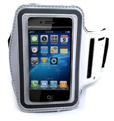 WHITE SPORTS WORKOUT ARM-BAND RUNNING GYM STRAP CASE For CELL PHONE IPHONE IPOD • $8.33