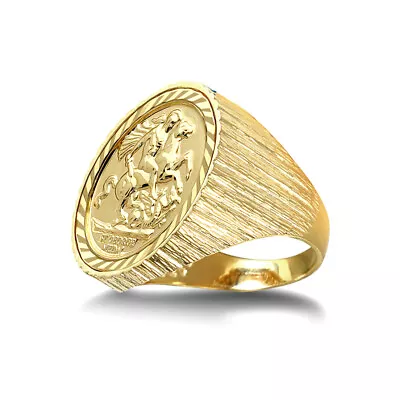 9ct Gold Jewelco London Ribbed Barked St George Ring (Full Sov Size) • £722.99