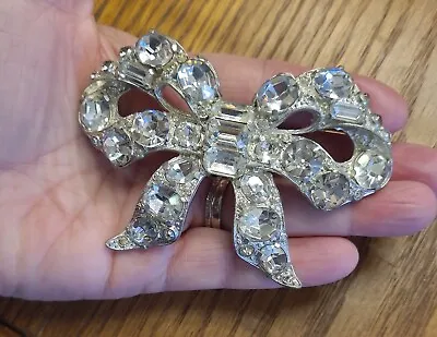 Ex Huge 4  Vintage Eisenberg Original Rhinestone Figural Bow Brooch Pin B22 • $269.99