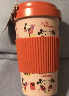 Disney Valentine Mickey Mouse Bamboo Travel Car Tumbler Mug  Lid New • $12.75