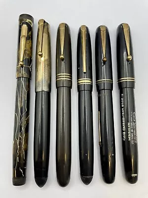 Lot 6 Vintage Mabie Todd Swan Fountain Pens Various Models 14k Gold Nibs • $126.39