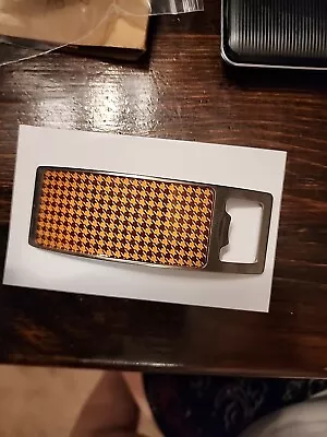 HOUNDS TOOTH METAL BOTTLE OPENER Curved Handle NIB Collectible Gift Black & Mild • $5