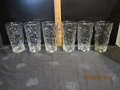 Vintage5.5   Clear Crinkle 12.5 Ounce Beverage Glasses Set Of 6 • $24.99