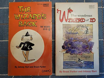 LOT 2 VINTAGE CARTOON BOOKS ~comic Strip~ WIZARD OF ID ~ BACK + WONDROUS~HUMOR!! • $7.99