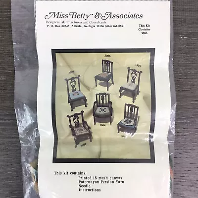 Miss Betty & Associates Dollhouse Needlepoint Seat Covers Kit Miniature DIY 3006 • $29.22