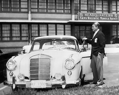 Dr. Wernher Von Braun Admires His Mercedes 220se Automobile  8x10 Photo (ep-164) • $8.87