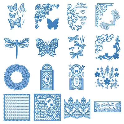 Butterfly Dragonfly Lace Border Cutting Dies For DIY Embossing Scrapbooking Card • £4.67