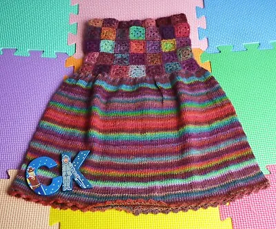 £25.90 • Buy Hand Knitted Crochet Baby Girl Dress Lang Yarns 100% Virgin Wool 12-18 Months