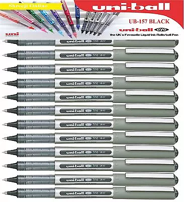 6 X Uniball Eye FINE UB-157 Roller Ball Pen 0.7mm BLACK Genuine Mitsubishi • £6.99