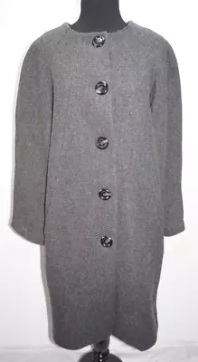 Victor Alfaro Charcoal Gray Collarless Unlined Overcoat Coat Womens Sz 8P • $24.61