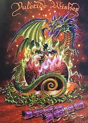 Briar Flaming Dragon Pudding Card Pagan Wicca Alternative Yule Christmas  • £2.90