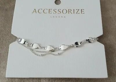 £4.99 • Buy Accessorize Silver Tone Triple Chain Bracelet New