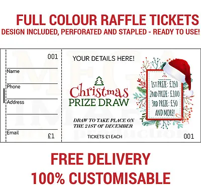 2000 Printed Personalised Raffle Prize Draw Tickets • £53