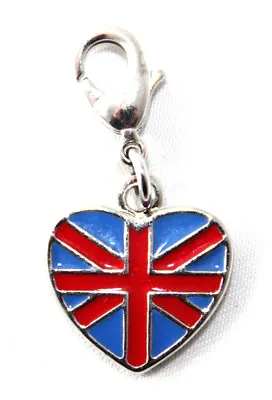 £4.99 • Buy British Union Jack Flag Heart Clip On Charm Gift Bracelet Necklace
