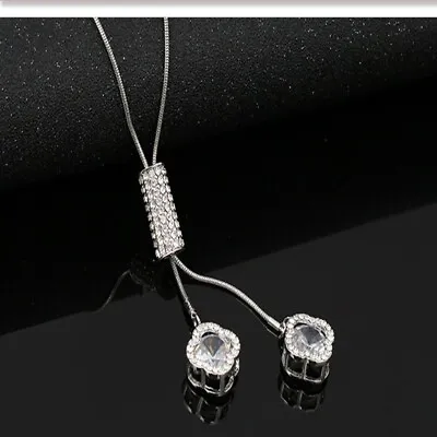 £5.99 • Buy Women's Girl's Long Crystal Necklace Pendant Sweater Chain Jewellery Accessories