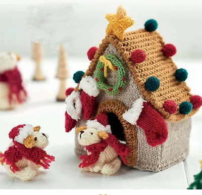 £1.75 • Buy Knitting Pattern - Mummy Dog And Her Puppies Kennel Decorated For Christmas 