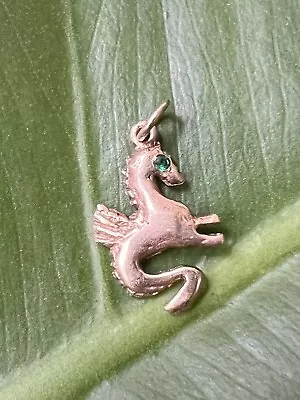 Vintage 14k Gold Cute Sea Monster Charm Or Pendant Green Tourmaline Eye • $220