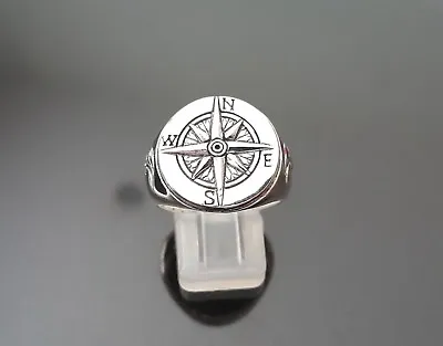 925 Sterling Silver Nautical Sun Dial Compass Moon Punk Goth Biker Rocker Ring • $39.99