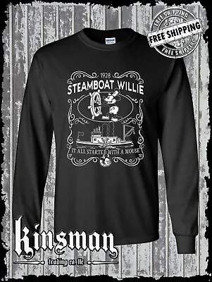 Steamboat Willie Classic Label Long Sleeve T-Shirt / Cartoon Mouse • $19.95