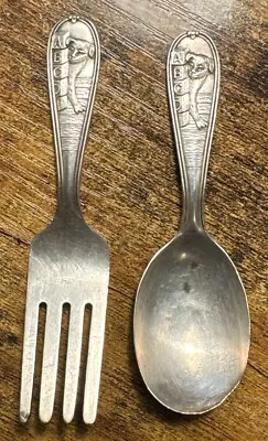 Baker Manchester 925 Sterling Silver ABC’s & Puppy Baby Spoon Fork Set~Scarce! • $57.95