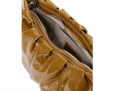 Staud Bean Ruched Leather Shoulder Bag In Rosemary MSRP$235 • $127.25