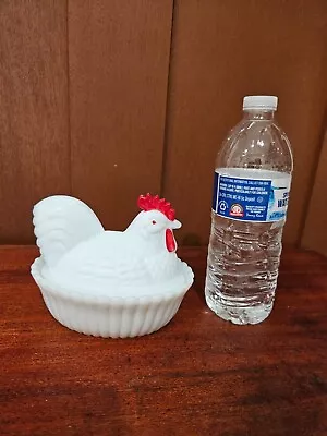 Vintage Westmoreland White Milk Glass Chicken Hen On Nest Covered Candy Dish • $30
