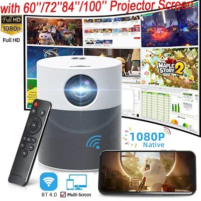 $214.99 • Buy Portable 1080P Smart WiFi Projector 4K Bluetooth Android Home Movie Theater HDMI