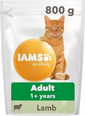 IAMS Complete Dry Cat Food For Adult 1+ Cats With Lamb 800 G 800 G (Pack Of 1)  • £7.13