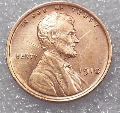 1910 RED About Uncirculated Lincoln Wheat Cent • $15.99