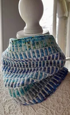 SEA  GLASS  Fair Isle  Cowl Slow Fashion Scarf Snood Royd Moor Yarns Knitting • £50