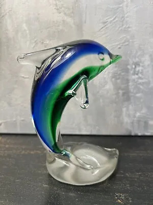 Murano Venetian Style Art Glass Dolphin Figurine  Paperweight • $22.30
