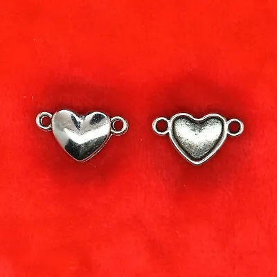 10 X Tibetan Silver Love Heart Loveheart Connector Charms Pendants • £2.39