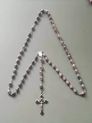 Beautiful Vintage Spotted Cowrie Shell Beads + Metal Crucifix Rosary #133 • £24.95