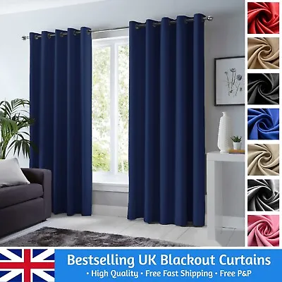 £15.99 • Buy Insulated Blackout Curtains Ready Made Eyelet Curtain Panels W Rings & Tie Backs