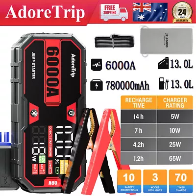 AdoreTrip Jump Starter 6000A Portable 12Volt Car Battery Heavy Duty High Booster • $148.51