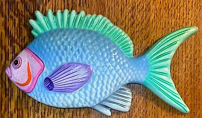 Hand Painted Pottery Tropical Fish Wall Decor Tonala Mexico Signed E. ALVAREZ • $14.95