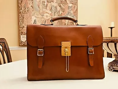 THE BRIEFCASE CO. Double Strap Military Style Leather Briefcase / Portfolio - UK • $325