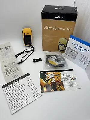 GARMIN ETrex Venture HC Yellow Satellite GPS W/Accesories - Bad Battery Terminal • $29.99