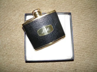 Mappin & Webb Hunt Hip Flask Leather & Gold Plated In Original Box • £98